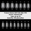 YOKEFELLOW Short Coffin Nails Tips -300Pcs Gel x Nail Tips