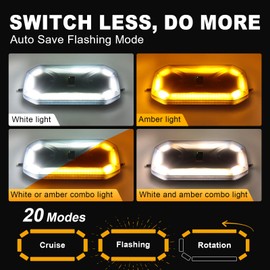 Agrieyes Smoked Lens Magnetic Strobe Lights Bar, 128 LED Emergency Light for Vehicles, 12" Amber White Dual Colors Flashing Warning Security Beacon for Roof Top Trucks, Snow Plow, Trailer