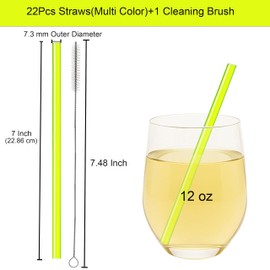 Dakoufish 22Pcs Replacement Straws for Short Mini 8 oz 10 oz Jars Tumblers,7 Inch Mix Color Reusable Plastic Straw With Cleaning Brush,Bpa Free