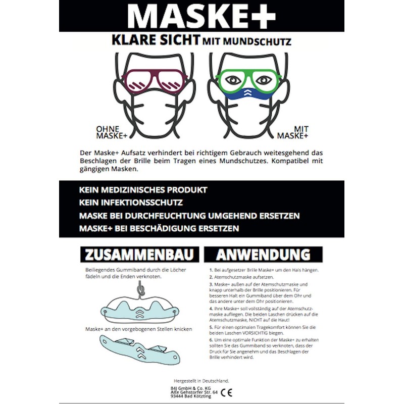 Serafin Maske+, Brillen Anlaufschutz für Masken, Anti Beschlag, Antifog, 3
