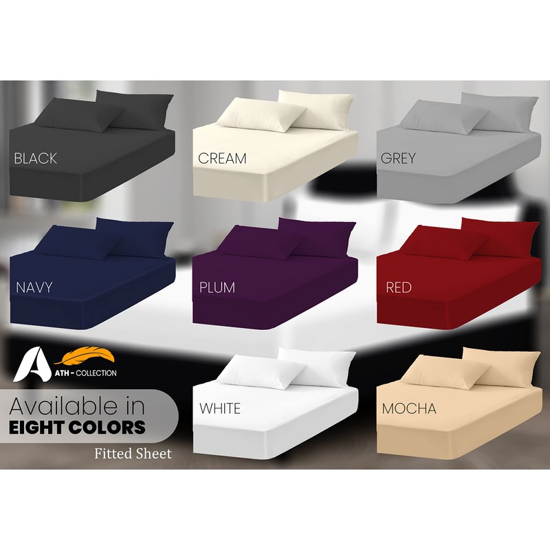 A ATH COLLECTION Egyptian Cotton Fitted Sheet 25 CM Extra