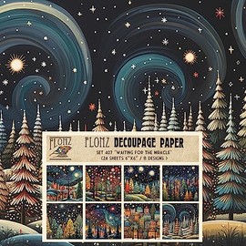 Decoupage Paper Pack (24 Sheets 6"x6") Waiting for Miracle # Vintage Styled Pattern Paper for Decoupage, Craft and Scrapbooking