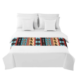 ZFRXIGN Aztec Western Horse Bed Runners & Scarves Medium Size Bedding Set Decorative Bed Scarf for Home Hotel Bed End Blanket Rug Kitchen Table Runner Tribal Navajo