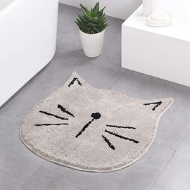Cute Doormat for Kids - Microfiber Absorbent Bathroom Mats - Front Door Mat Carpet Floor Rug, Cat Shape