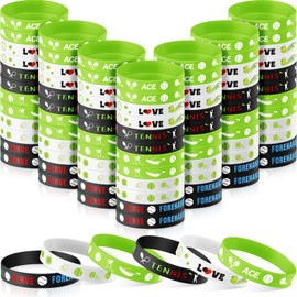 120 Pcs Tennis Rubber Bracelets Silicone Wristbands Bulk Party Favors Tennis Party Supplies Decorations Personalized Wristbands Unisex for Men Women Birthday Baby Shower