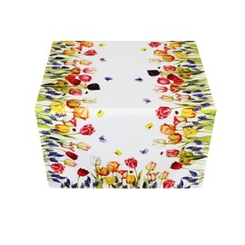 Kamaca Series Tulips and Butterflies Tablecloth, High-Quality Print Motif with Wonderful Flowers