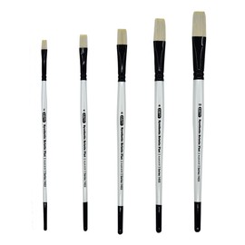 ZEM AS-234 White Bristle Synthetic Flats Brush Set 5 pcs