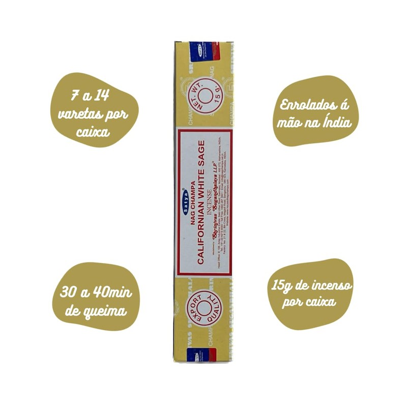 Nag Champa Californian White Sage Incense Sticks 15g Export quality