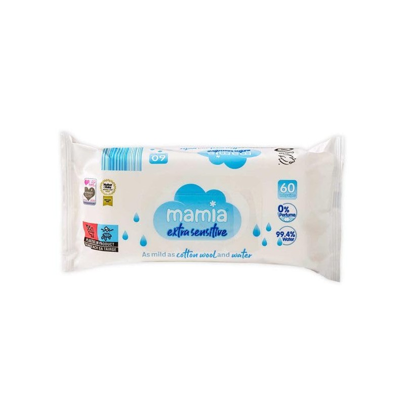 12x Mamia Extra Sensitive Wipes 60 Pack