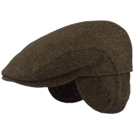 Men's Winter Flat Cap with Ear Flaps, Made from 100 % Wool, with Folding Ear Protection, Skin-Friendly and Comfortable - brown, size: 56