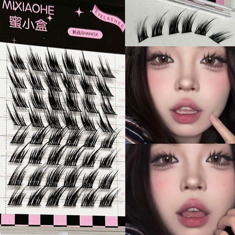 single cluster foxeye effect handmade natural false eyelashes makeup eyelashes