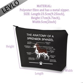 LEVLO Funny Springer Spaniel Lovers Gifts The Anatomy of A Springer Spaniel Cosmetic Bags Springer Spaniel Veterinary Mom Travel Toiletry Bags (Springer Spaniel-black)