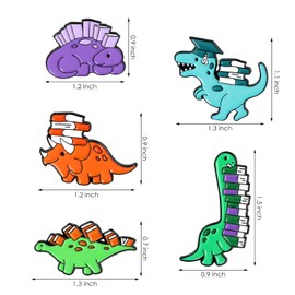 YSDYY 5 Pieces of Dinosaur Book Brooches, Cute Brooches, Cartoon Creative Brooches, Children's Brooches, Creative Brooches