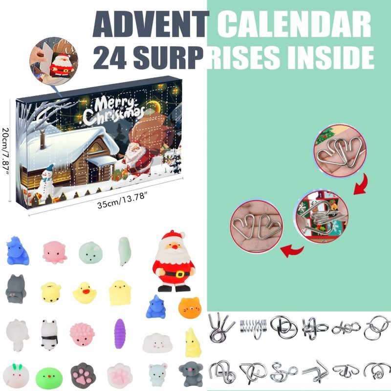 Christmas Countdown Calendar Puzzles Toy 24 Days Christmas Advent Gift