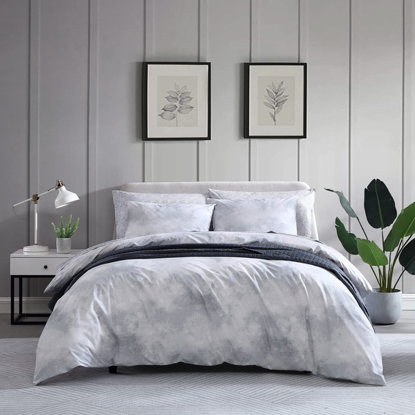 City Scene - King Duvet Cover Set, Cotton Bedding with Matching Shams, Modern Home Decor (Koto Clouds Grey, King)