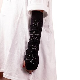 Allpunkall Rave Arm Warmers Women Cute Star Y2k Goth Grunge Fingerless Christmas