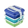 T-WORLD 4080 Stackable Picnic Case, Square Shape, 3 Tiers, Blue,