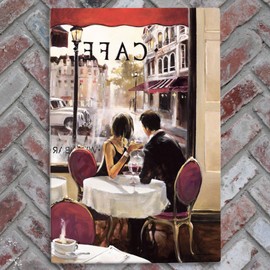 Global Designs After Hours Ceramic Tile Picture Plaque Sign Wall Art By Brent Heighton Paris Romantic Scene 30x20cm