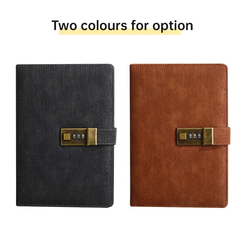 Vintage A5 Notebook PU Covered Diary with 3-digit Lock Notepad