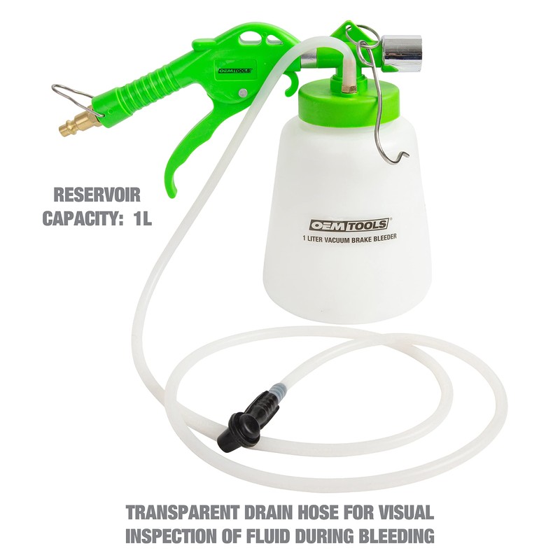 OEMTOOLS 22505 1L Pneumatic Brake Bleeder Kit with Refill Bottle,