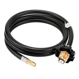 SyunsXoon 5ft RV Propane Hose, POL x 1/4" Inverted Male Flare RV Propane Extension Tank Hose Connect to 20lb or 30lb Propane Tank, Rubber Propane Supply Hose for RV Trailer, Camping, Gas Grill