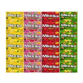 Generic Candy Assortment Mike and Ike 4 Flavor, 6 Sour Lemon, 6 Sour Watermelon, 6 Cherry, 6 Original Fruits, 0.78 oz, 24 Pack