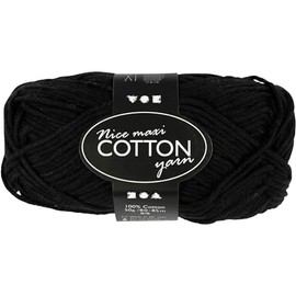 Cotton Yarn, L: 80-85 m, black, maxi, 50 g