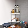 INIUNIK Corner Bathroom Counter Organizer - 2 Tier Wood Vanity