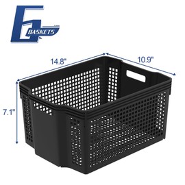 Yesdate Stackable Woven Plastic Storage Baskets, 6 Pack Container Tote
