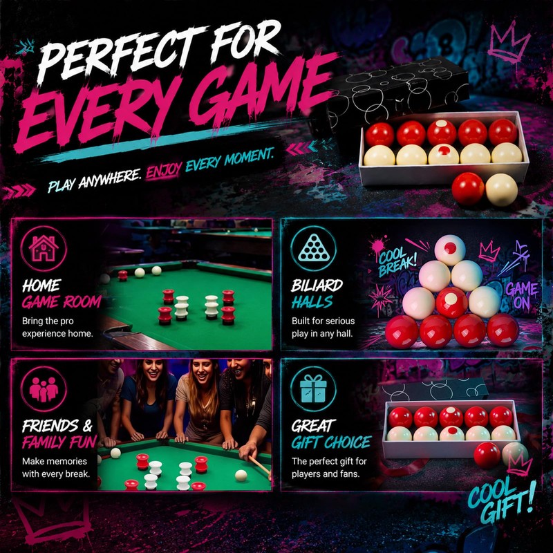 Arrowbash Resin Bumper Pool Balls Set - 10 Regulation Size