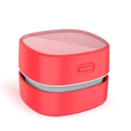 ODISTAR Aspiradora de computadora, Mini barredora de Polvo de Mesa, Ahorro de energía, Alta Resistencia hasta 400 Minutos, diseño inalámbrico y Giratorio de 360º para Limpiar pelos, (Rojo)