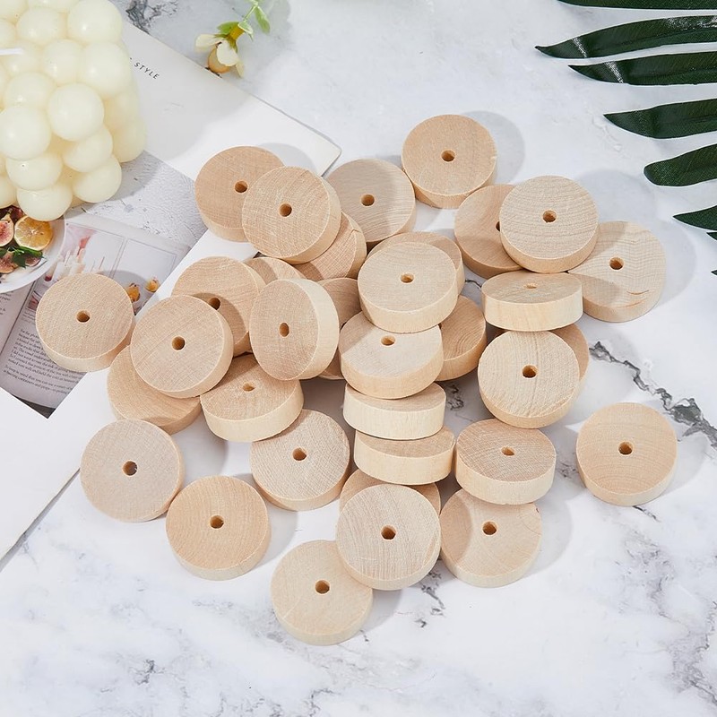 DICOSMETIC 40Pcs Wood Craft Wheels 1.38 Inch Small Wooden Wheels