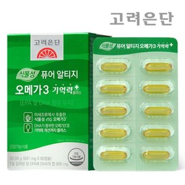Korea Eundan 고려은단 식물성 퓨어 알티지 오메가3 기억력+ 60캡슐 X 2개 (2개월분) Korea Eundang Plant-Based Pure RTG Omega-3 Memory+ 60 Capsules x 2 (2-Month Supply)