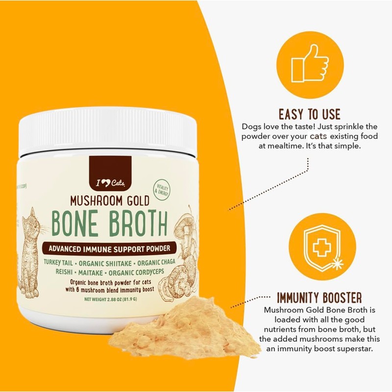 iHeartCats Bone Broth for Cats - Bone Broth & Mushroom