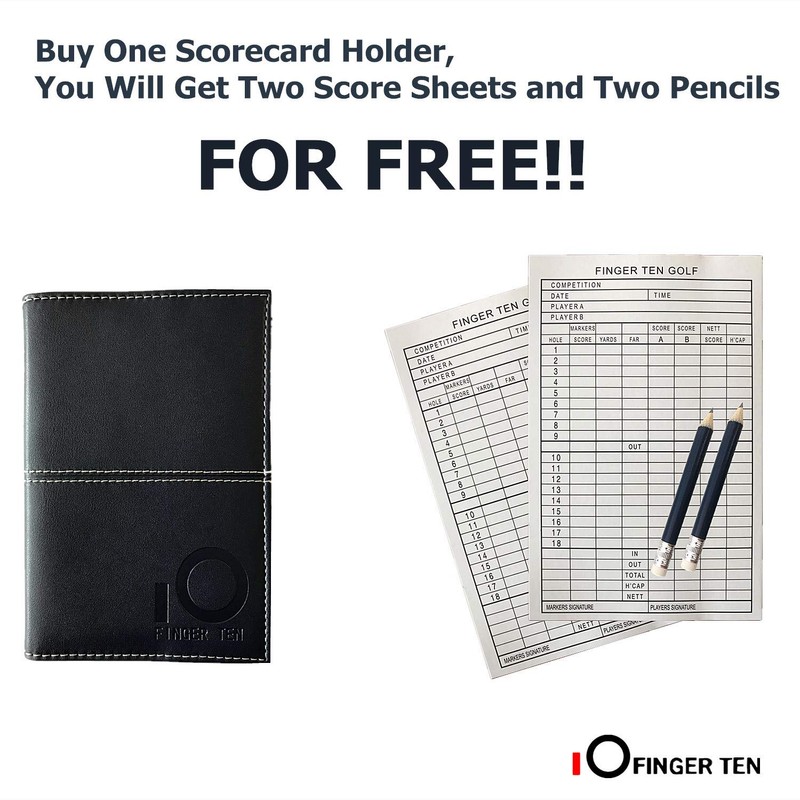 FINGER TEN Golf Scorecard Scorecard Holder Leather with 2 Scorecards