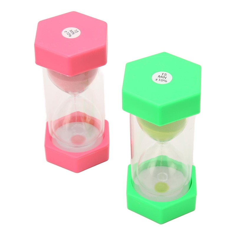 2pcs Hexagonal Hourglass 15 Minutes Learning Sand Timer Portable Plastic