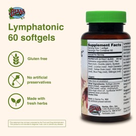 Herbs Etc. Lymphatonic Softgels - Lymph System Support - Support a Healthy Lymphatic System - Gluten-Free Herbal Supplement - 60 Softgels (60 Servings) - 2 Pack