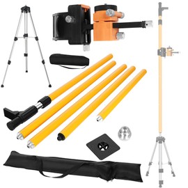 Laser Level Pole with Tripod with multifunctional gimbal,13.8 Ft./4.2M Pole &3.9 foot/1.2M retractable tripod with 5/8 and 1/4 conversion screws, for Rotary and Line Laser Level