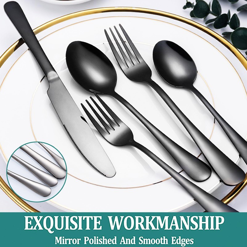 Flatware Set Rack,24 Piece Gilded Silverware Set with stand,Hanging Stainless