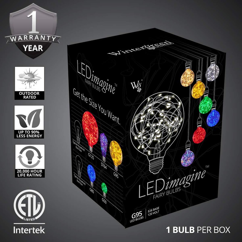 LEDimagine Fairy String Light Bulb, LED Globe Light Pendant, RGB