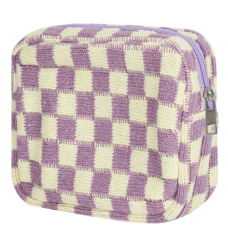 KOTORA 3pcs Checkered Mini Makeup Bag Pocket CosmeticBag Portable Zipper
