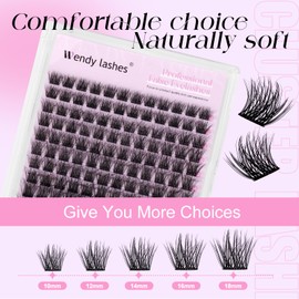Lash Clusters Kit Natural Eyelashes Individual 3D Soft Cluster Lashes c9 10-18mm Mixed Russian DIY Lash Extension Kit with Lash Bond and Seal(FK/KIT-c9-3D-Mix1018)