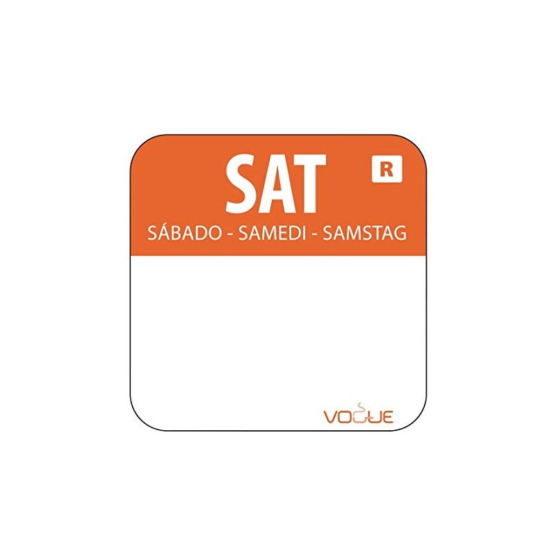 1" Colour Coded Orange Saturday Food Safety Day Labels Food