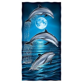 YISUMEI - Bath Towel - Dolphin Moon - 70 cm x 140 cm Beach Towel