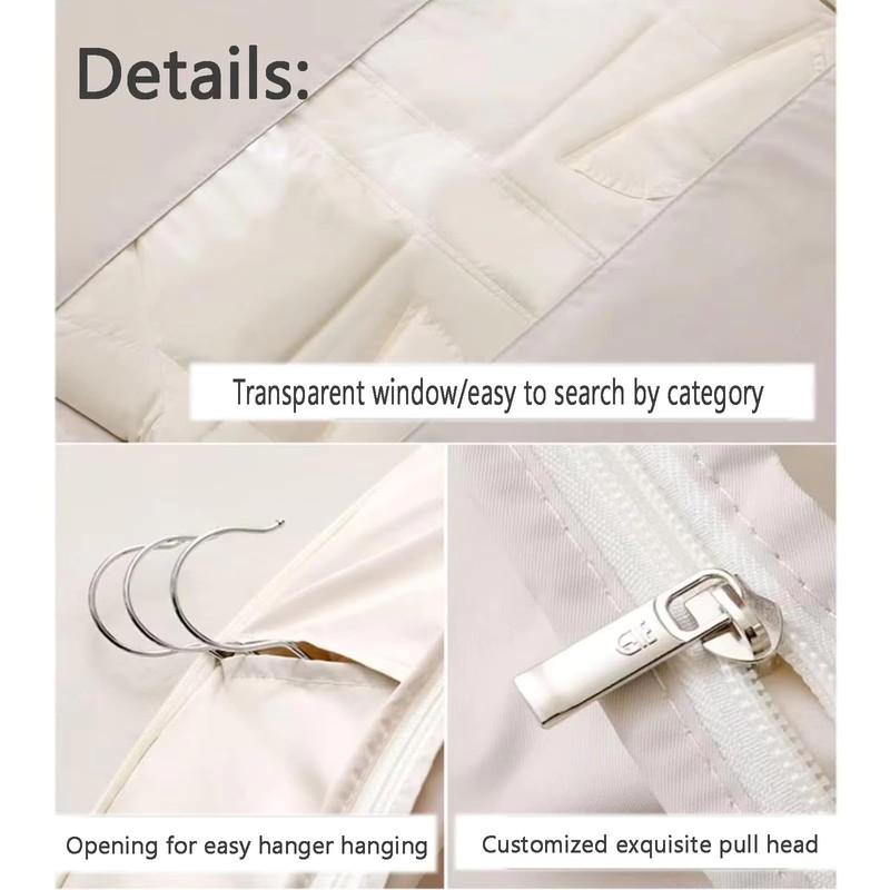 Space Saving Hanging Garment Bag with Self Compression Zipper with