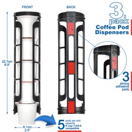 STORAGENIE Coffee Pod Holder Side Mount K Cup Pods Organizer compatible with Keurig Coffee Makers, Space Saving Kcup Storage, Perfect for Small Counters (3 Pack/For 15 K-Cups, Black)