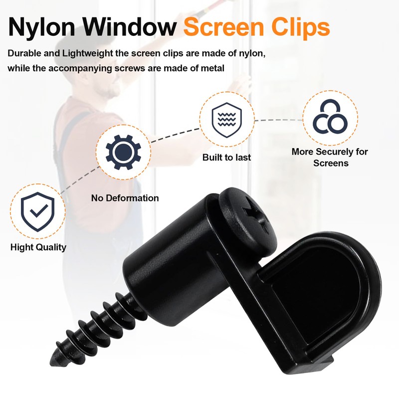 3/8 in Window Screen Clip with Screws, Storm Door Clips