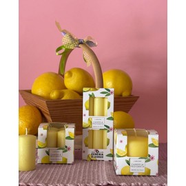 Cereria Di Giorgio - 3 Candele Profumate al Limone - Pocket Season Primavera/Estate - Diametro 1.9 cm Altezza 12.5 cm - Durata 3.5 ore