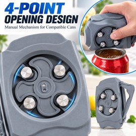 Portable Can Opener for Easy Lid Removal – Manual Four-Wheel Grip Design for Home, Kitchen, Picnics & Travel