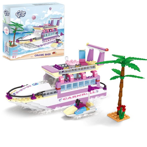 COGO Friends Girls Boat Construction Toy Sets Boat Toy Ship Building Blocks Creative Toy Gifts for Children Girls Boys from 6 Years 318 Pieces